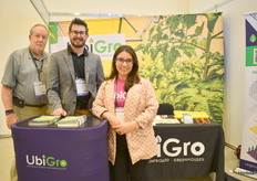 Jim Gidean, Matt Bergren y Liseth Garay, de UbiGro, que presentarán nuevos productos este año.
